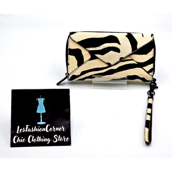 Loeffler Randall Women's Zebra Print Hair Calf Leather Wristlet Clutch 401 - Picture 3 of 14